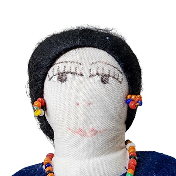 Vintage Native American Handmade Cloth Dolls Folk Art Beaded Primitive Navajo - Picture 6 of 14